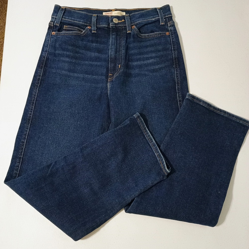 Signature Levi Strauss Heritage High Rise Straight Jeans Dark Wash W27 Size 4